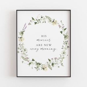 Lamentations 3:22-23 SchriftPoster, seine Mercies Are New Every Morning BibelVerschild, christliche druckbare Wandkunst, Schrift Wandkunst