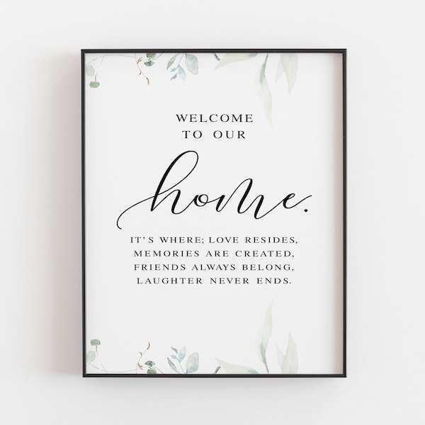 Welcome To Our Home Printable Wall Art, House Warming Gift, Welcome Sign, Wedding Gift, Home Wall Art Print - Digital Download