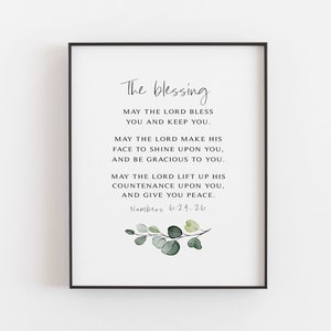 Numeri 6:24-26 Bijbelvers Digitaal downloaden, De Heer zegene u Schriftdruk, christelijke geschenken, Bijbelvers Afdrukbare wanddecoratie
