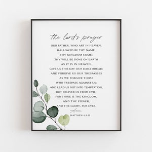 The LORD&#39;s Prayer Scripture Print, Our Father In Heaven Wall Printable Art, Bible Verse Decor, Christian Wall Decor - INSTANT DOWNLOAD