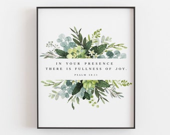 Psalm 16:11 Bible Verse Wall Art, In Your Presence There Is Fullness Of Joy Print, Scripture Art, Christian Home Decor - DIGITAL DOWNLOAD