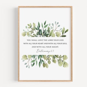 Deuteronomy 6:5 Love The Lord Your God Scripture Wall Art Printable Bible Verse Quotes Download