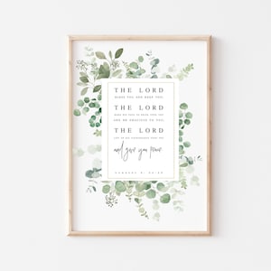 Nummers 6:24-26 Bijbelvers Wall Art Printable, De Heer zegene u en houd u Schrift, Christelijke Moederdag Cadeau - DIGITALE DOWNLOAD