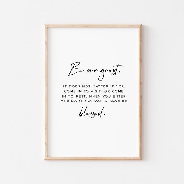 Be Our Guest Printable, Guest Room Wall Art, May You Always Be Blessed Printable, Welcome Guest Sign - Digital Download