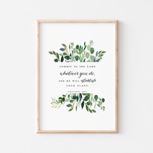 Sprüche 16:3 Verpflichte dich dem Herrn, was auch immer du tust Bibelvers Wandkunst,druckbare Wandkunst,Schriftkunst,grüne Wandkunst - DIGITALER DOWNLOAD