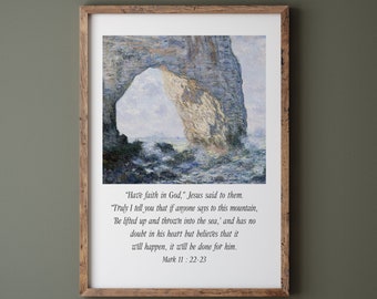 Mark 11:22-23 Vintage Christian Poster, Have Faith in God Scripture Wall Art *DIGITAL DOWNLOAD*