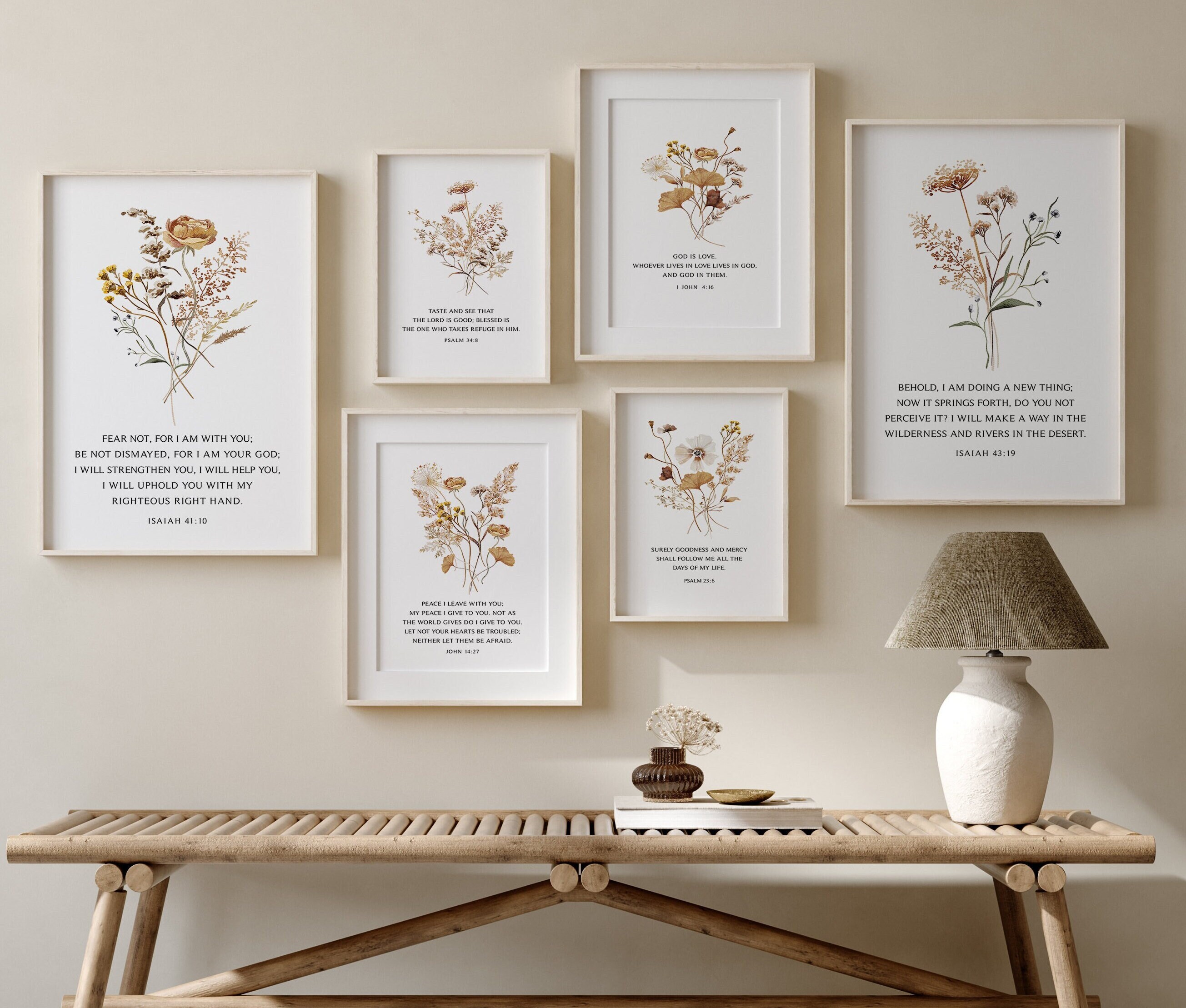 Gallery Wall Scripture Wall Art Prints, Set of of 6 Bible Verse Prints ...