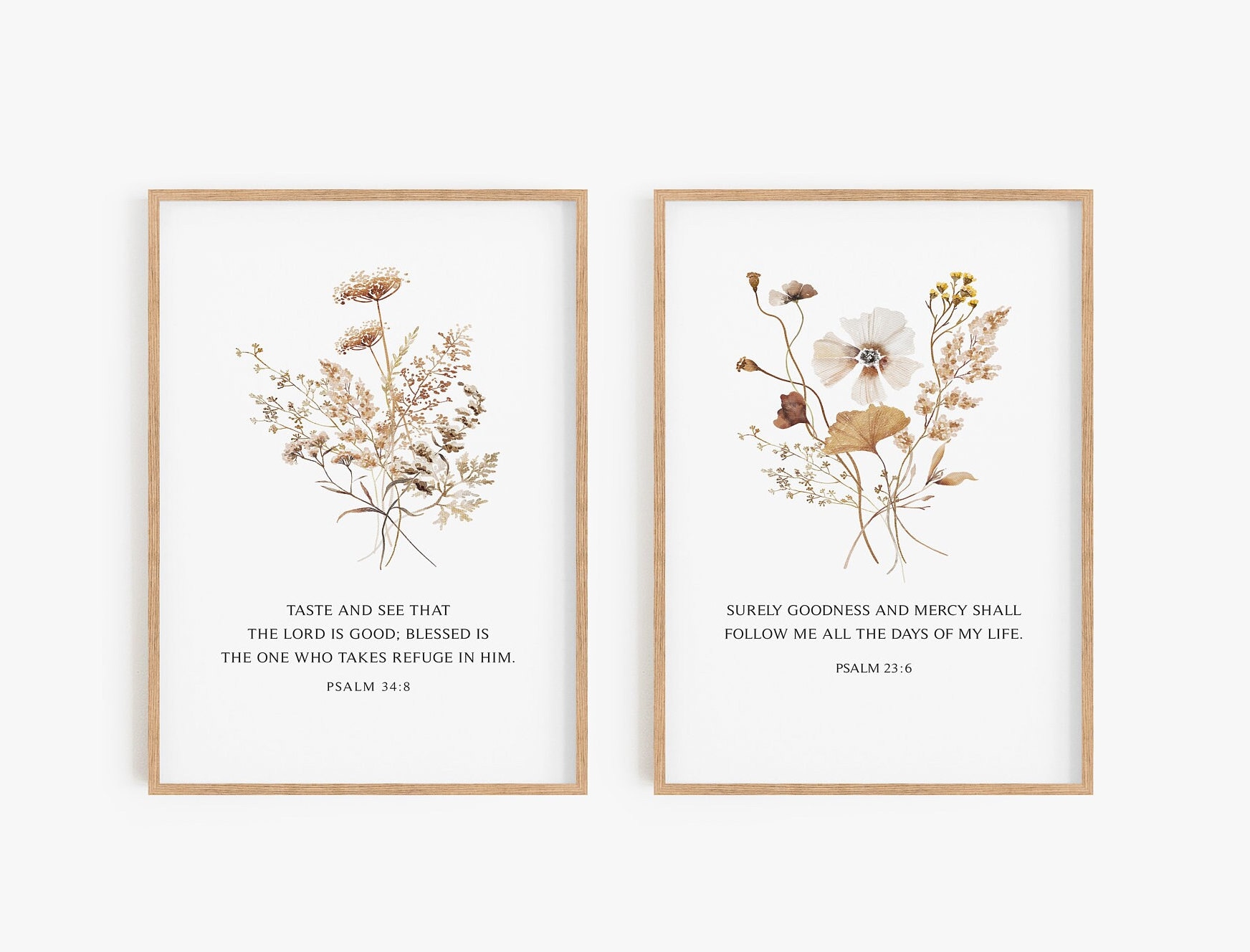 Christian Floral Set of 6, Bible Verse Art Prints, Scripture Wall Art ...