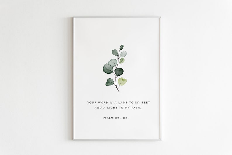 Psalm 119:105 Bible Verse Art Print, Your Word is A Lamp to My Feet ...
