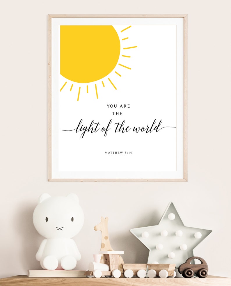Light of the World Nursery Art Print, Bible Verse Printable Wall Art ...