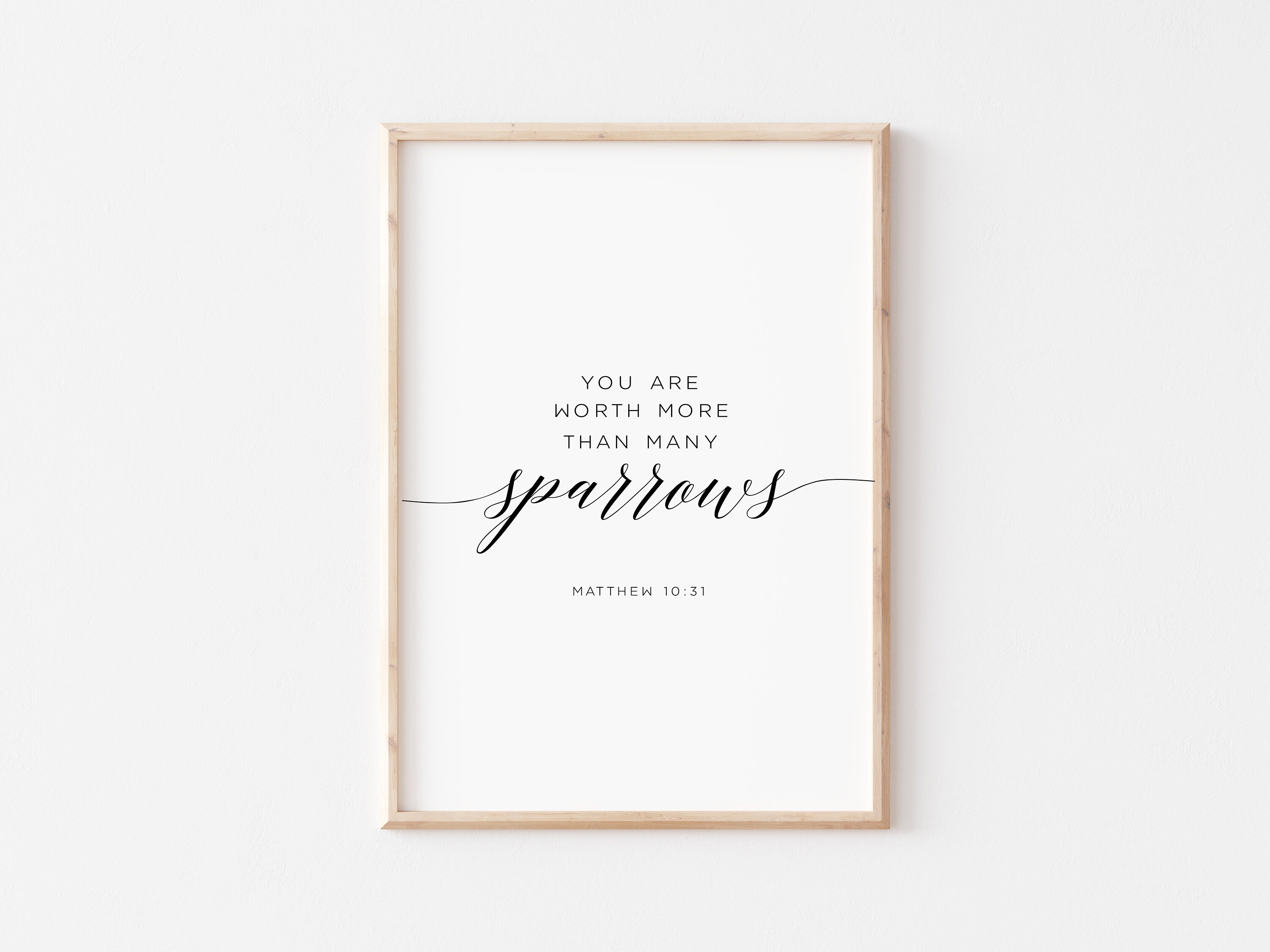Matthew 10:31, You Are Worth More Than Many Sparrows, Bible Verse Art ...