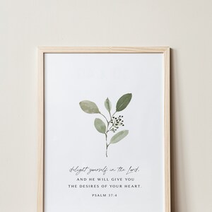 Delight Yourself in the Lord Scripture Print, Psalm 37:4 Bible Verse ...