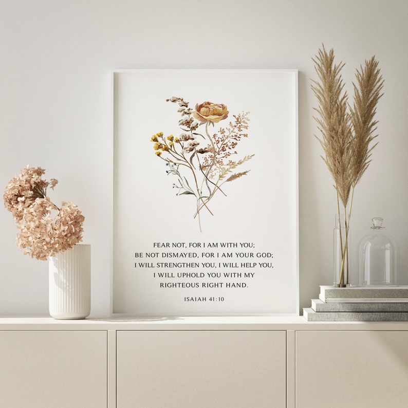 Christian Floral Set of 6, Bible Verse Art Prints, Scripture Wall Art ...