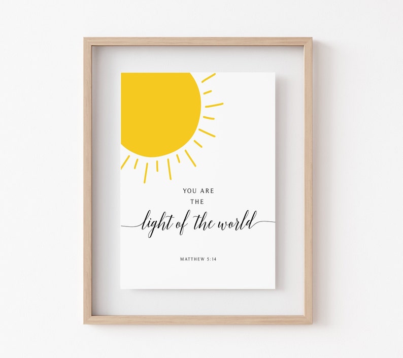 Light of the World Nursery Art Print, Bible Verse Printable Wall Art ...