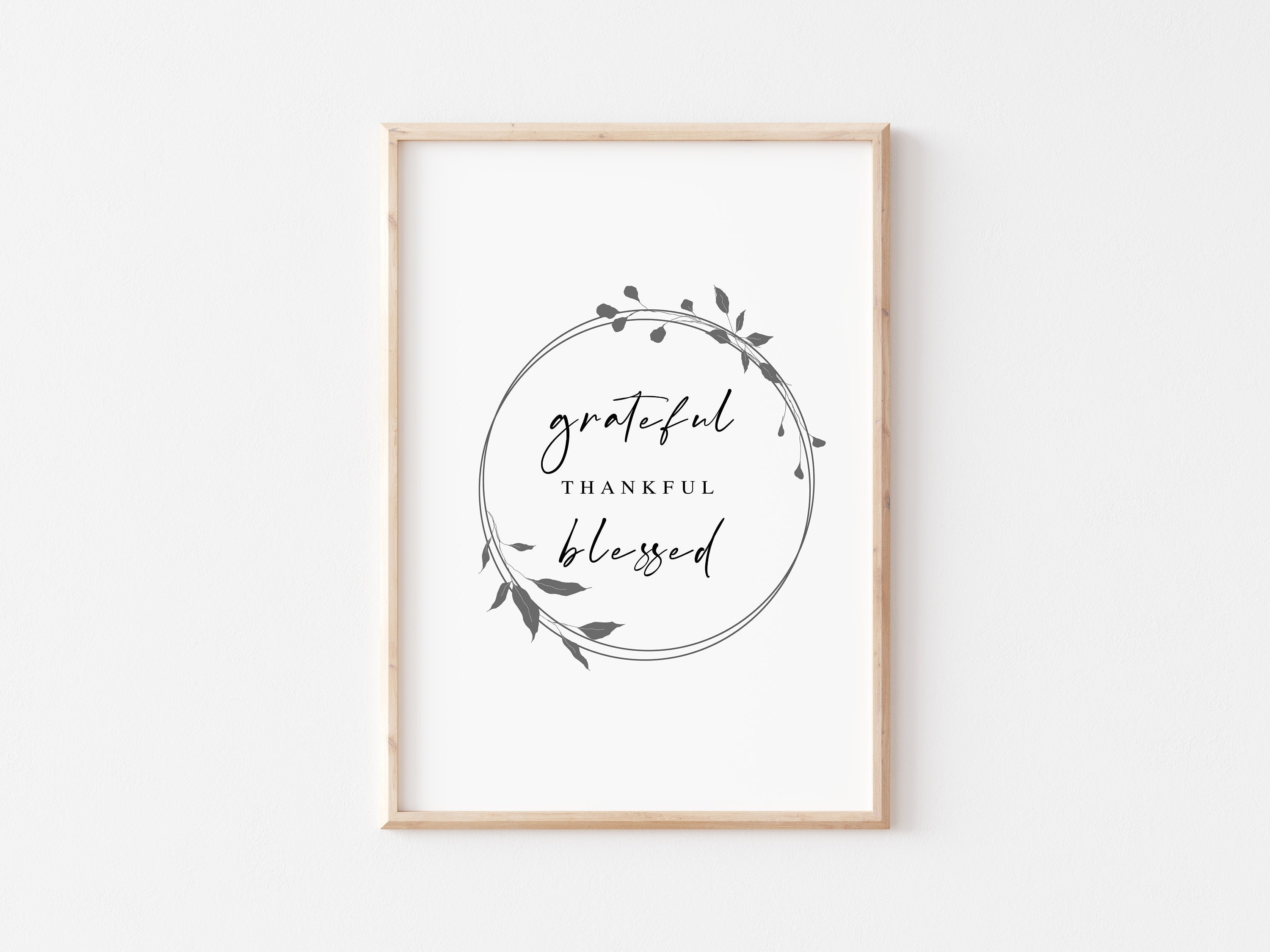 Thankful Grateful Blessed Printable Wall Art Minimalist | Etsy