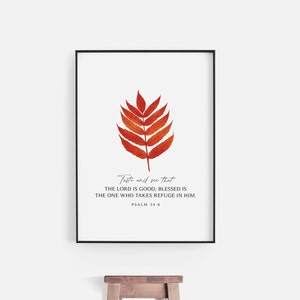Psalms Set of 6 Scripture Wall Art, Christian Wall Decor, Fall Decor ...