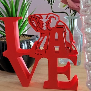 Customized LOVE Sign; Alabama football; 3D printed LOVE sign; Back to school; Graduation present; Perfect ornament for Bama fans; crimson;