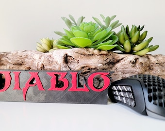 Placa de Diablo, decoración de Diablo, decoración de gamer, regalos personalizados, fans de Diablo, placa de escritorio, regalos de gamer, regalo de gamer personalizado