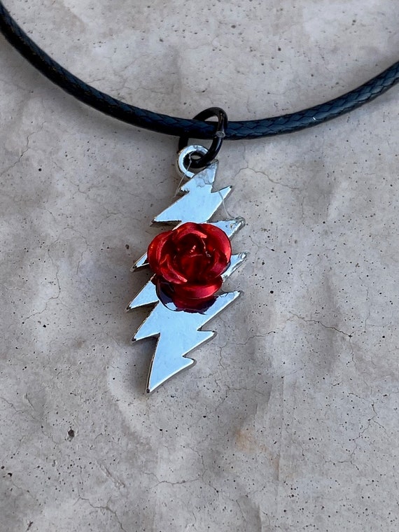 Grateful Dead Inspired Rose Bolt Necklace - Grateful Dead Bolt Pendant