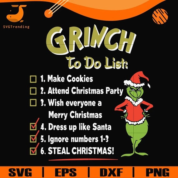 File digital Grinch to do list svg christmas svg png dxf | Etsy - Grinch List Of Things To Do Shirt