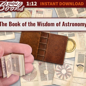 Dollhouse miniature book, DIY printable digital vintage magic historic Astronomy astrology