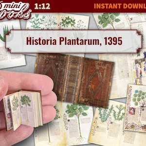 Puppenhaus Miniatur Buch, DIY druckbare digitale Vintage Heilpflanzen Kräuter