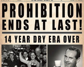 Prohibition Newspaper Dry Era Vintage Photo Bar Liquor Beer Alcohol Ban Men Women Saloon Weird Print 18th Amendment 1920s Picture Drink 9688
