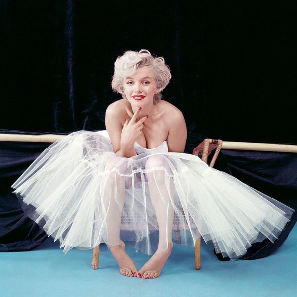 Marilyn Monroe 1954 Ballerina Photo Sexy Blonde Bombshell Photograph of Marilyn in a Tutu Print Hollywood Movie Star Big Boobs Vintage 021