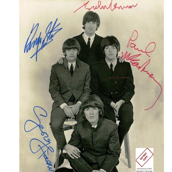 The Beatles Signed Autograph Photo John Paul George Ringo Beatles Celebrity Autographed Picture Group Band Celebrity Reprint Print 098