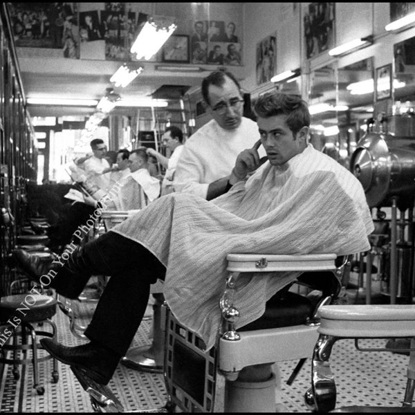 James Dean Barber Shop Actor Vintage Photograph 1950s Movie Star Celebrity 5x7 8x10 Photo Picture Poster Print Wall Decor Art Gift E292