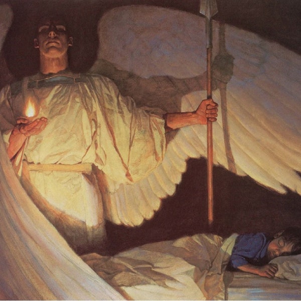 Thomas Blackshear - Watchers In The Night - Art Print Guardian Angel Holy Spirit Flame Sleeping Child  Picture Photograph Wall Poster 437C