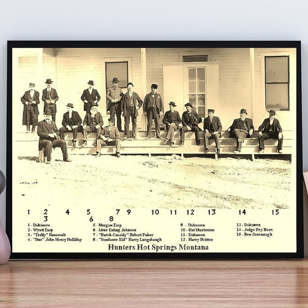 The Gathering 1883, Wyatt Earp, Butch Cassidy, Sundance Kid, Doc Holliday, Old Wild West, Unique Victorian Photo Antique Picture Print 81C