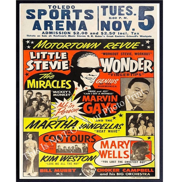 Motown muziek concert poster Stevie Wonder, Marvin Gaye, Afro-Amerikaanse zwarte kunst cultuur geschiedenis muur decor Afro Wall Art E302