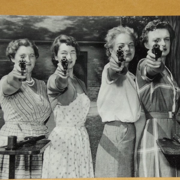Shooting Gun Girls Weird Strange Vintage Photo Freaky Shotgun Shots Odd Bizarre Oddity Scary Photo Vintage Print Photograph Cool Gift 477