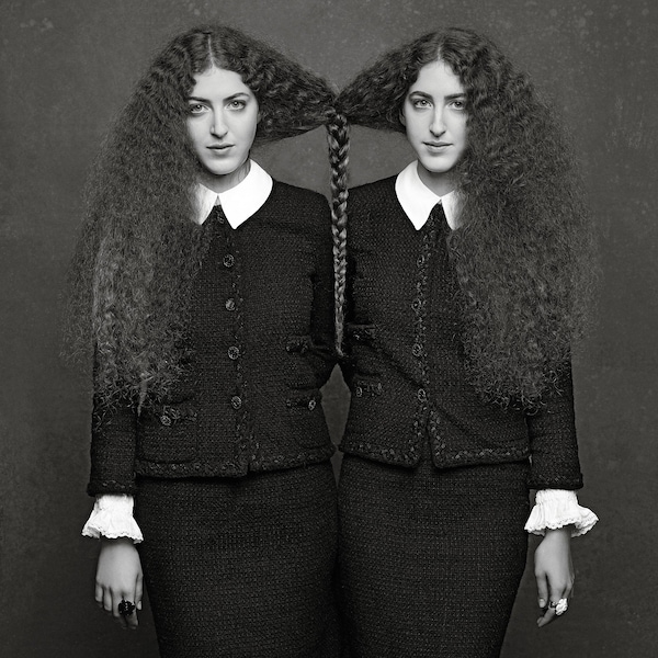 Weird Strange Girls Long Hair Sisters Freaky Women Odd Vintage Photo Bizarre Oddity Scary Photo Vintage Print Horror Old Photograph 5459