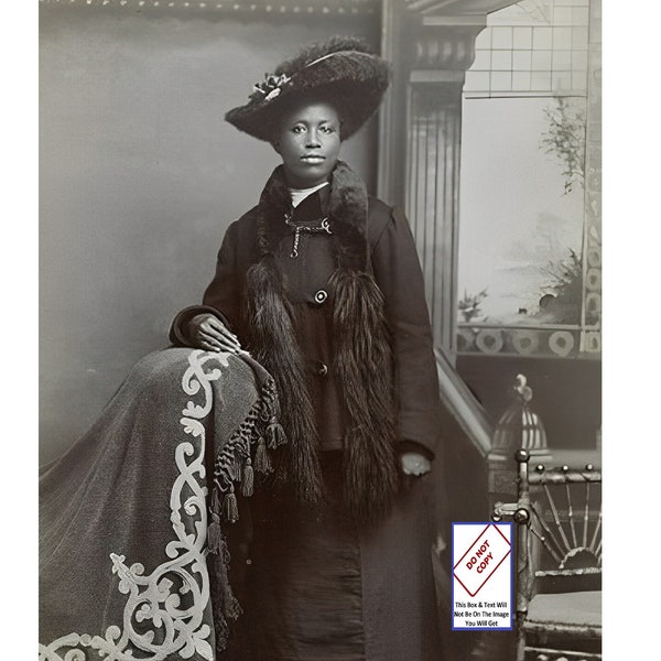 Vintage Old 1893 Victorian era African American Black Woman Beautiful Lady photo reprint picture print E062