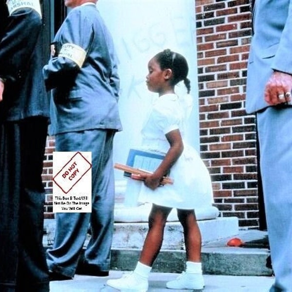 Photo of Ruby Bridges Escorted U.S Marshals To School, Civil Rights, African American Art Black History New Orleans Segregation History 109C