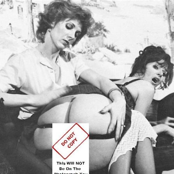 Sexy Spanking Girls Erotic Butt Spank Undressed Nude Booty Fetish Busty Big Boobs Vintage Photo BDSM Woman Underwear Adult Print Poster 9911