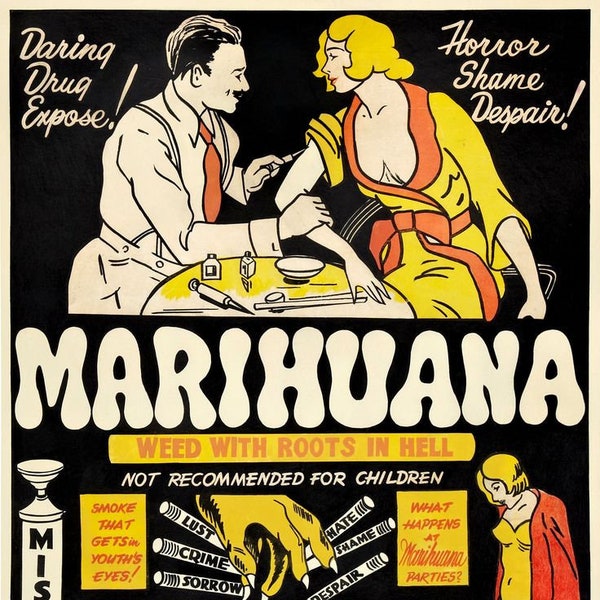 Marijuana Weed Picture Marihuana Propaganda Smoke Weed Spliff Joint Blunt Smoking Art Classic Vintage Masterpiece Rare Painting Print 5941B