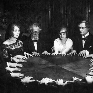 Creepy Vintage Seance Ouija Board Scary Strange Vintage Photo Spooky Contact Dead Spirits Spiritualism Ghosts Seance Group Talk 9976