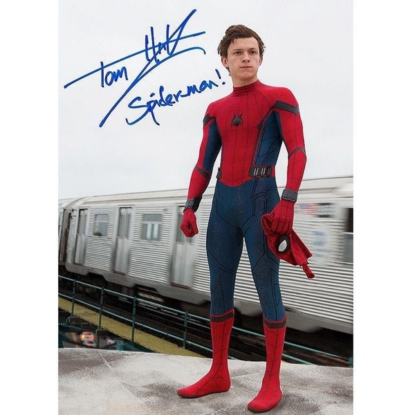 Spider Man, Tom Holland Autógrafo Foto firmada Foto autografiada Película de los Vengadores Imagen de SpiderMan Cartel firmado Reimpresión Impresión de celebridades 7802