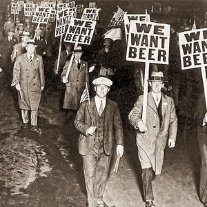 Prohibition Era March 1932 Bar Liquor Beer Alcohol Drink Ban Men Women Saloon Weird Vintage Photo Print 18th Amendment Sign ODD B&W 931