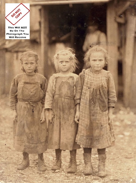 Great Depression Dirty Young Girls 1930/'s Vintage Photo 5x7 Antique Print 9752