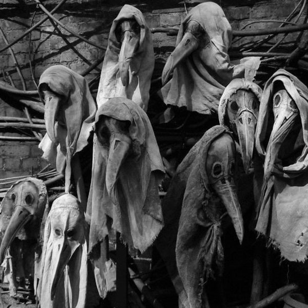 Plague Mask PLAGUE DOCTORS Black Death 1800's Bubonic Plague Vintage Photo Virus Strange Spooky Victorian Old Photo Creepy Weird Print 60A