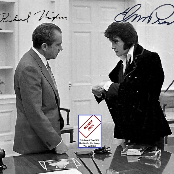 Elvis Presley And President Richard Nixon Autograph Signed Photo Whitehouse Elvis Autographed Reprint Picture Signed Celebrity Print 407C