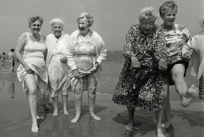 Old Ladies Fun at the Beach Laughing Photo Women Ocean Outdoor Etsy