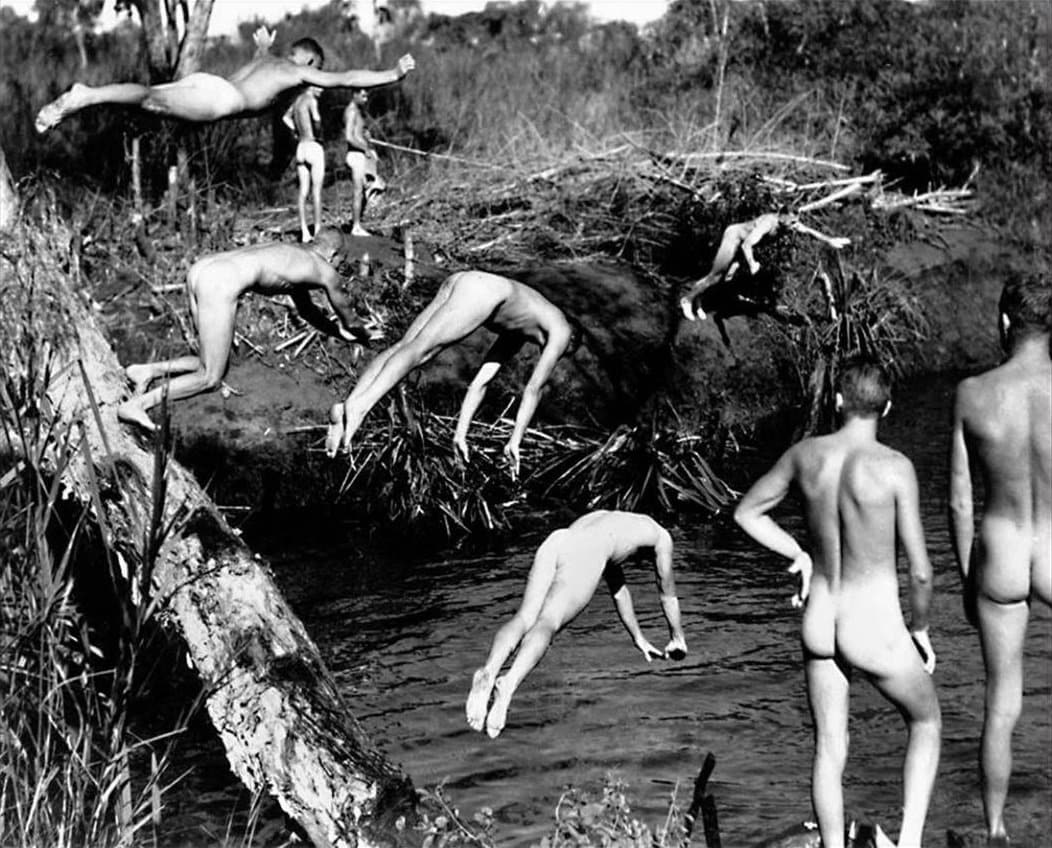 Обнаженные солдаты Тощий Погружение Винтаж Фото Гей Мужчины Гомосексуальные...