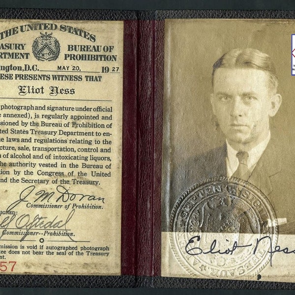 Eliot Ness Prohibition Era Govt Credentials ID Photo Agent Al Capone Enemy 8X10 Photo Poster Print E020