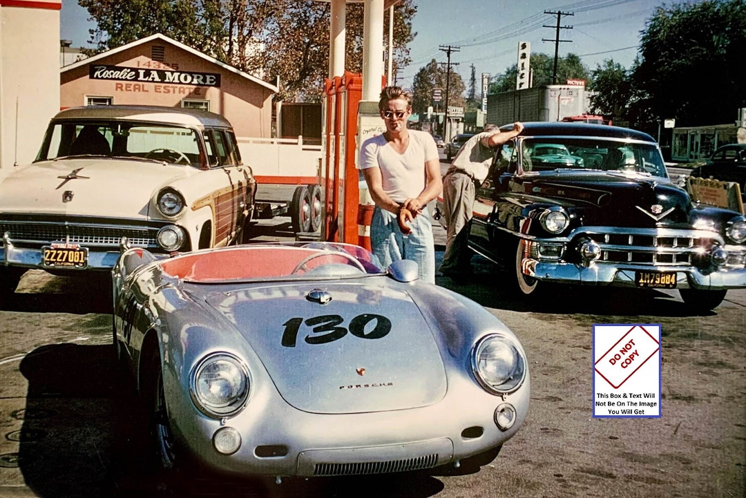 James Dean Porsche Car Vintage Race Car Photograph 1950s Movie Star