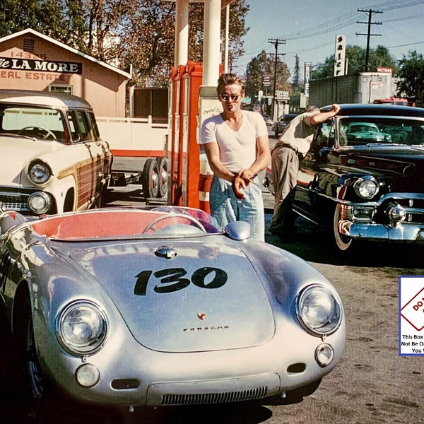 James Dean Porsche Car Vintage Race Car Photograph 1950s Movie Star Celebrity 5x7 8x10 Photo Picture Poster Print Wall Decor Art Gift A485
